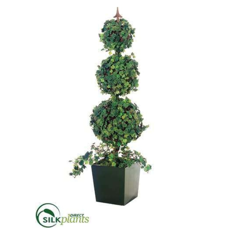 Silk Plants Direct Grape Ivy Triple Ball Topiary – Green – Pack of 1 Green