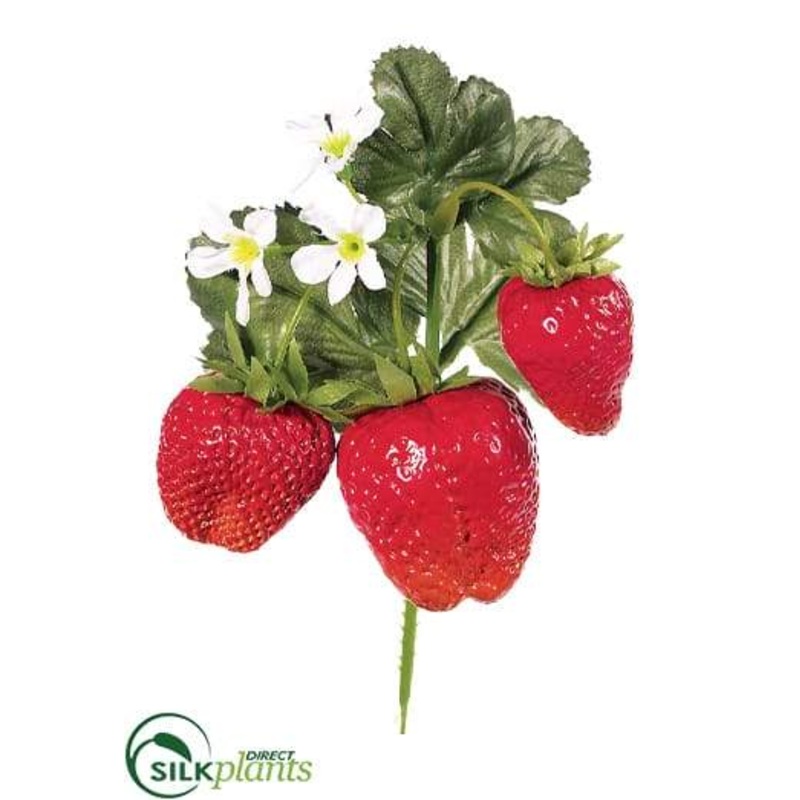 Silk Plants Direct Strawberry Pick – Red – Pack of 24 Green