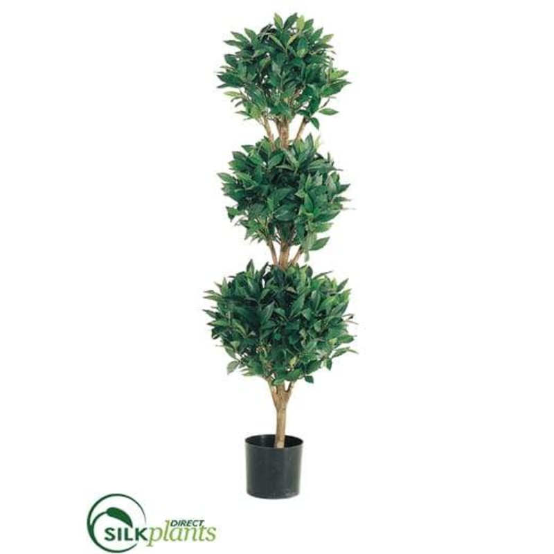 Silk Plants Direct Sweet Bay Three Ball Topiary – Green – Pack of 2 Green