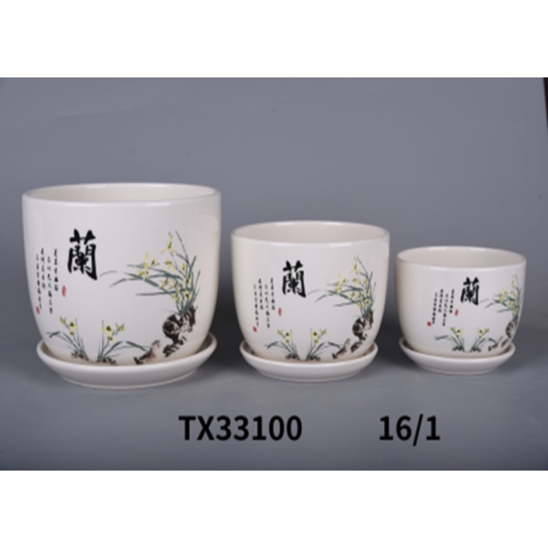 Ceramic Pot White TX33100 (Pack of 3)