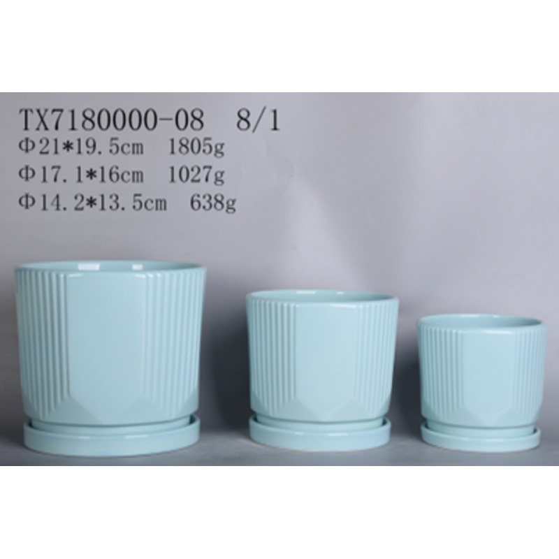 Ceramic Pots  Sky Blue TX7180 ( Pack of 3 )
