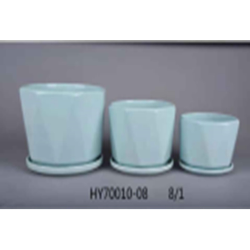 Elegant Round Sky Blue Ceramic Pot with Drainage Hole | Ideal for Tabletop Plants