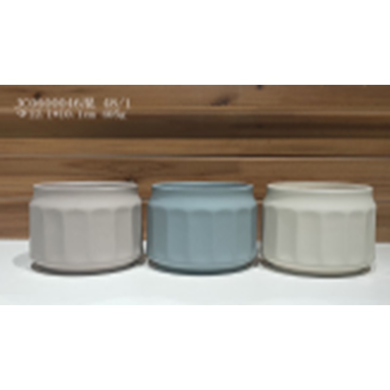 Round Ceramic Plant Pot Set – Light Coffee, Sky Blue, Pearl White | Minimalistic, Modern, Fancy Design | Set of 3