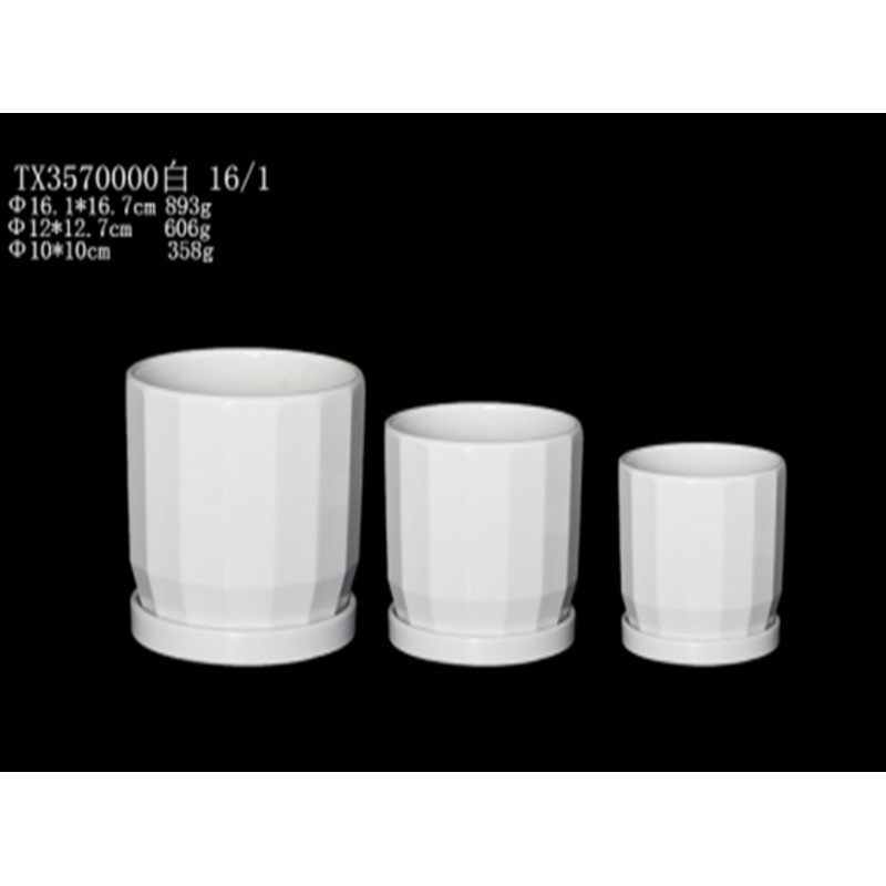 Set of 3 Modern Round Ceramic Flower Pots | High-Quality Decorative Pot for Home and Office