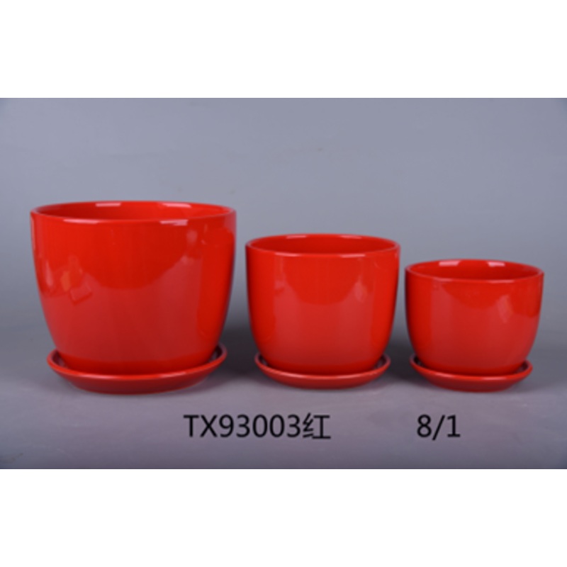 Vibrant Red Ceramic Pot Set – Set of 3 | Ideal for Table Top Plants