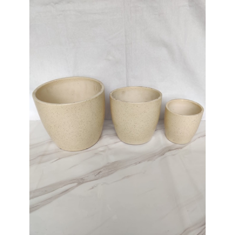 Ceramic Pot White (Pack of 3 )