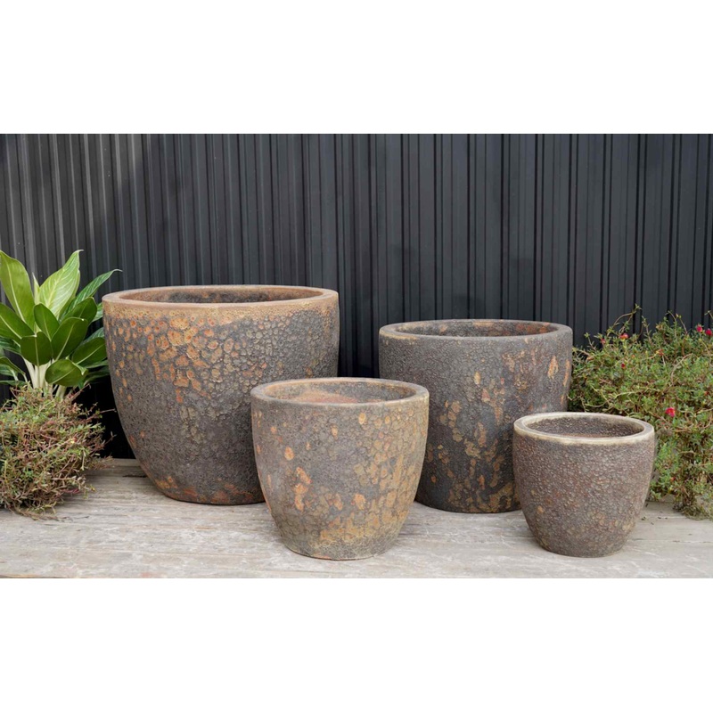 Ancient Orange Pot – Rustic Ceramic Planter with Timeless Charm (set of 4)