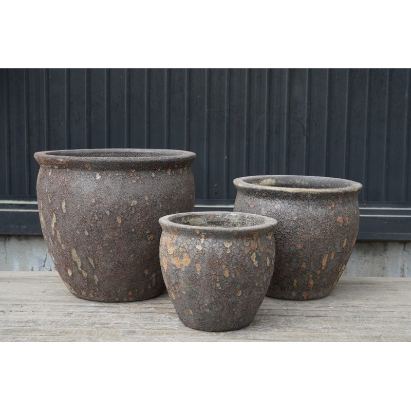 Rustic Pottery – Earthy Brown Ceramic Planters | Online Ceramic Pots with Unique Painting Ideas(set of 3)