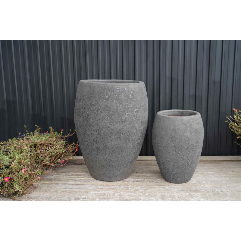 Tall Cylindrical Gravel Matte Finish Planter – Light Concrete Vase Planter for Modern Dcor(set of 2)