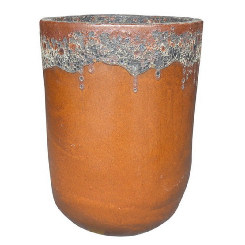 Tall Honey-Brown Ceramic Planter Set – Volcanic Glaze Finish for Indoor & Outdoor Gardening (set of 3)
