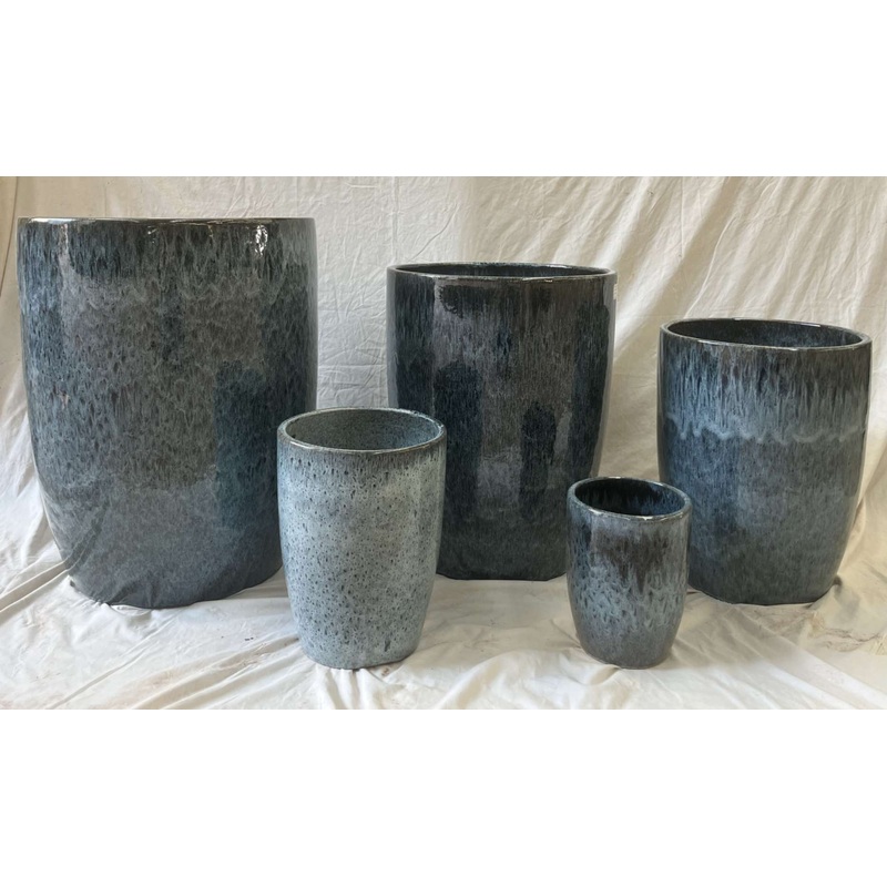 Celestial Blue Artistic Ceramic Planters (Set Of 5)