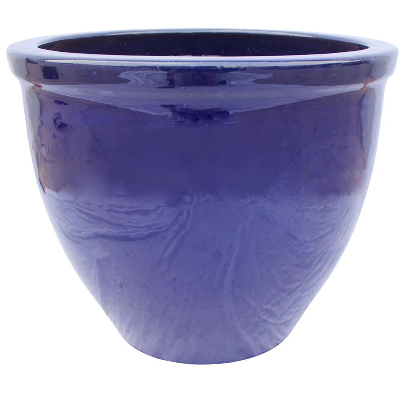 Ceramic Smooth Light Blue Planter – Modern Round Pot (Set Of 3)