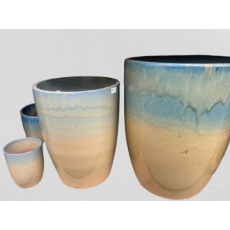 Sky Gradient Ceramic Planters | Modern Beige to Blue Decorative P (Set Of 5)