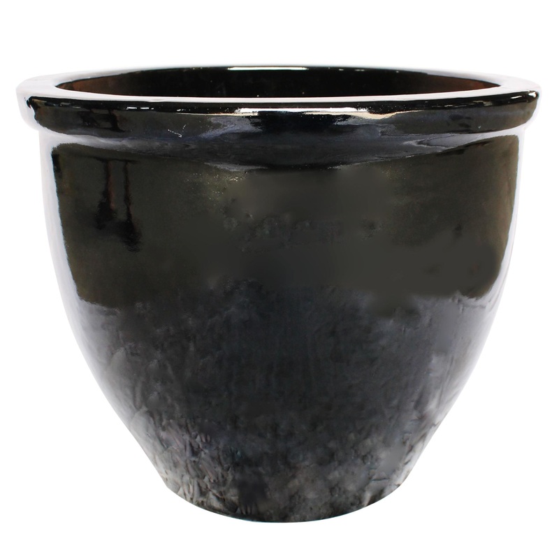 Sleek Black Ceramic Planter with Rim- Perfect for Modern Spaces (Set Of 3)