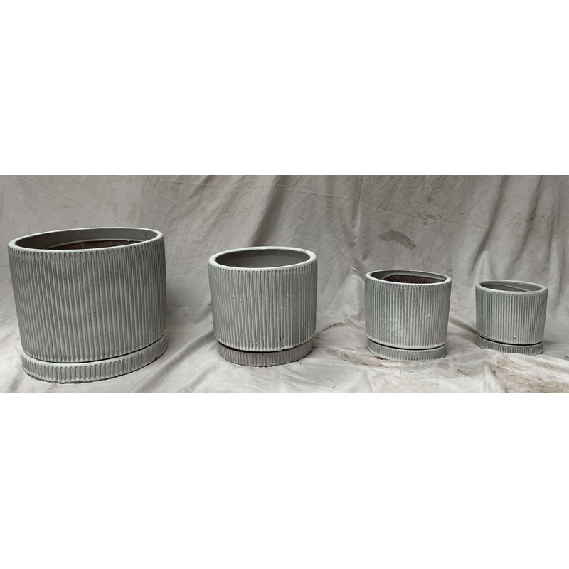 Textured Cream Ceramic Planters – Set of 4