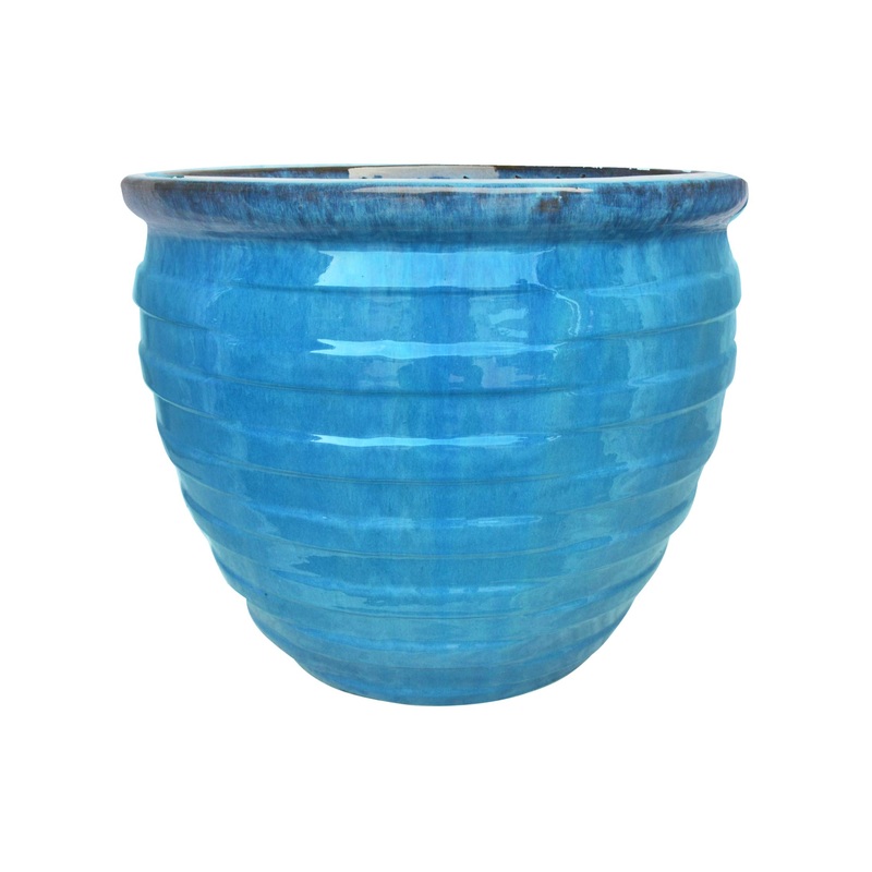 Ultra Marine Blue Glazed Ceramic Planter Set – Indoor & Outdoor Use (Set Of 3)