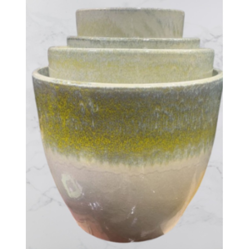 Yellow Cream Ceramic Pot  Elegant Indoor & Outdoor Planter (Set Of 5 )