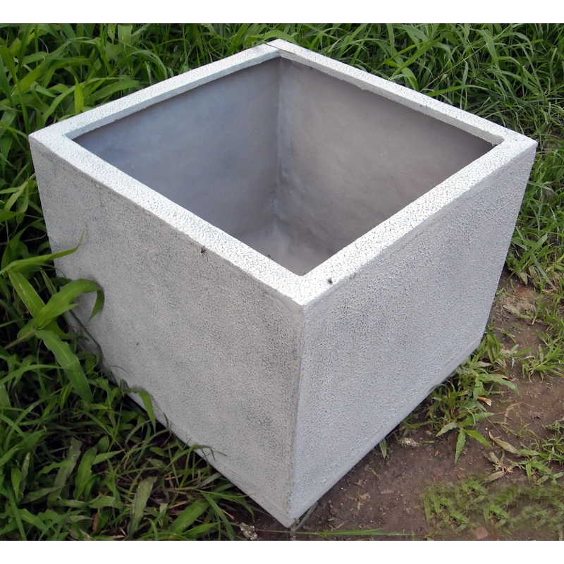 Sea Breeze Cubic Standard Fiber Planter White