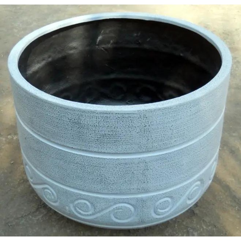 Sea Breeze Cylindrical Fiber Planter Light Gray