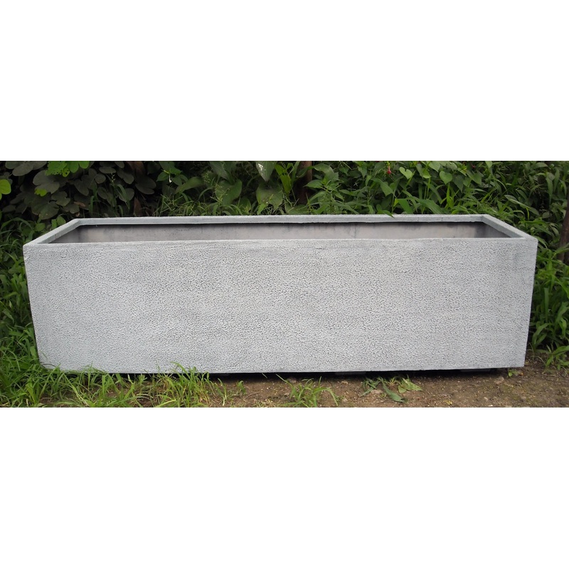 Sea Breeze Rectangular Fiber Planter Gray