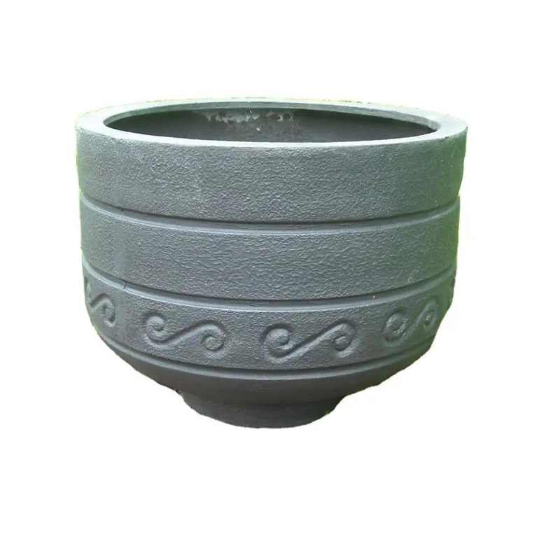Sea Breeze Round Fiber Planter Gray