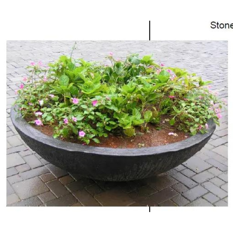 Stone Bowl Fiber Planter Black