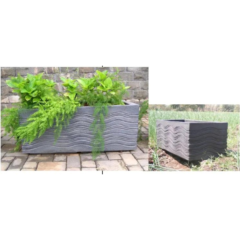 Stone Wave Fiber Planter Gray