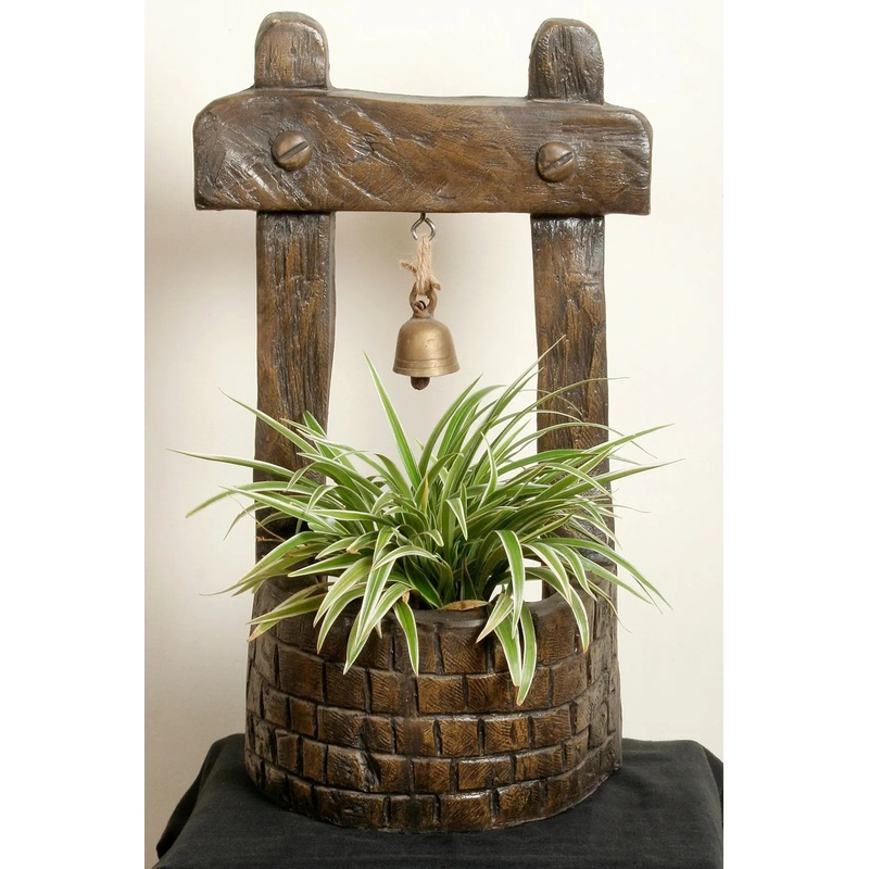 Wishing Well Fiber Planter ( Suitable as a Gift ) Black