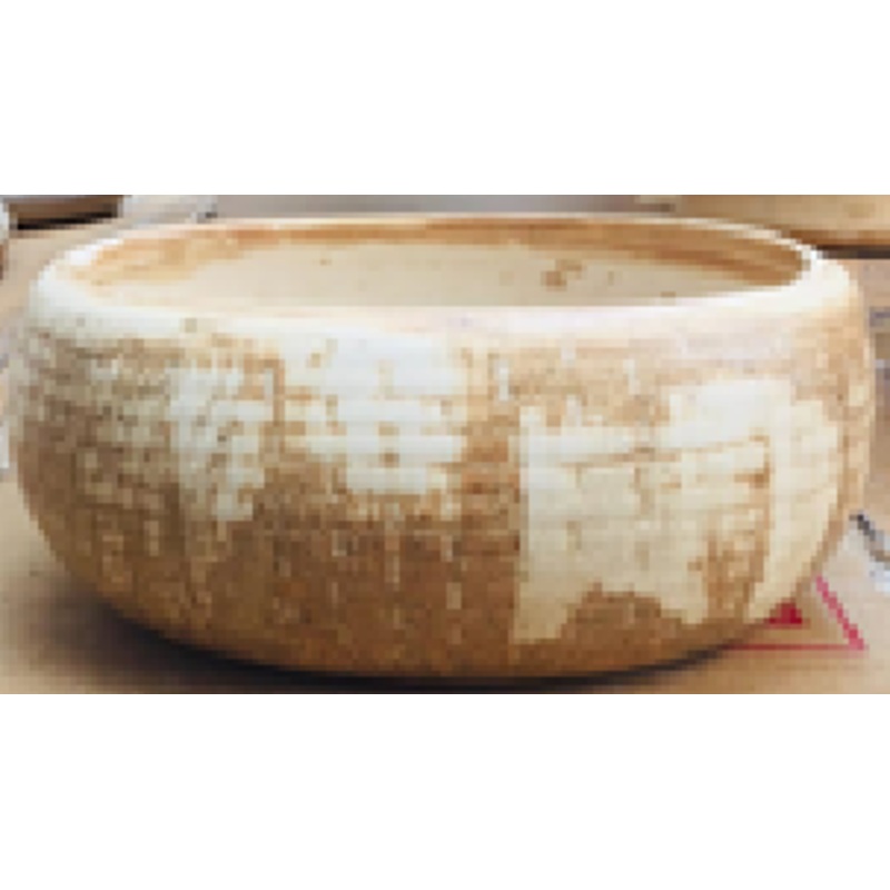 Stylish Brown and Cream Circular Ceramic Planter with Drainage Hole