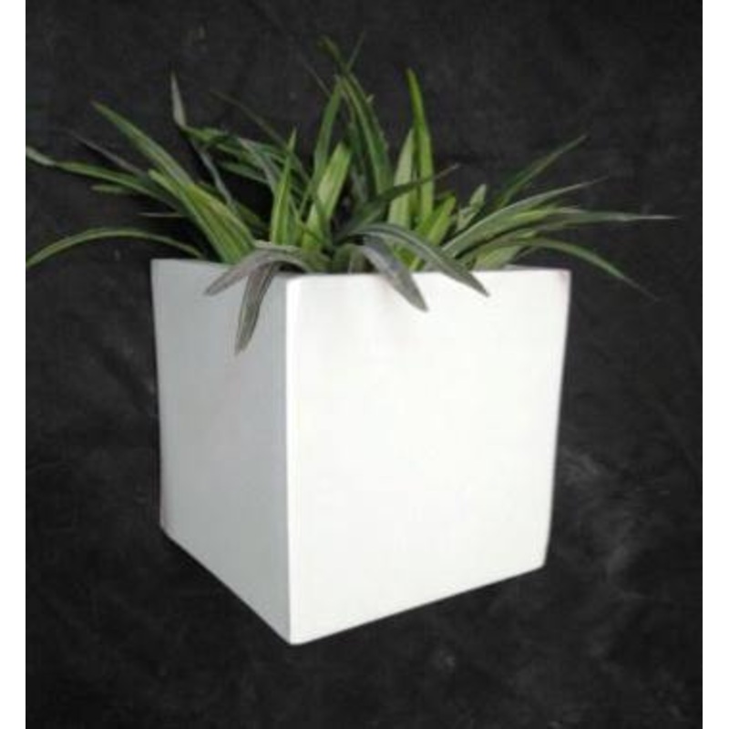 Square  Fiber Planter White