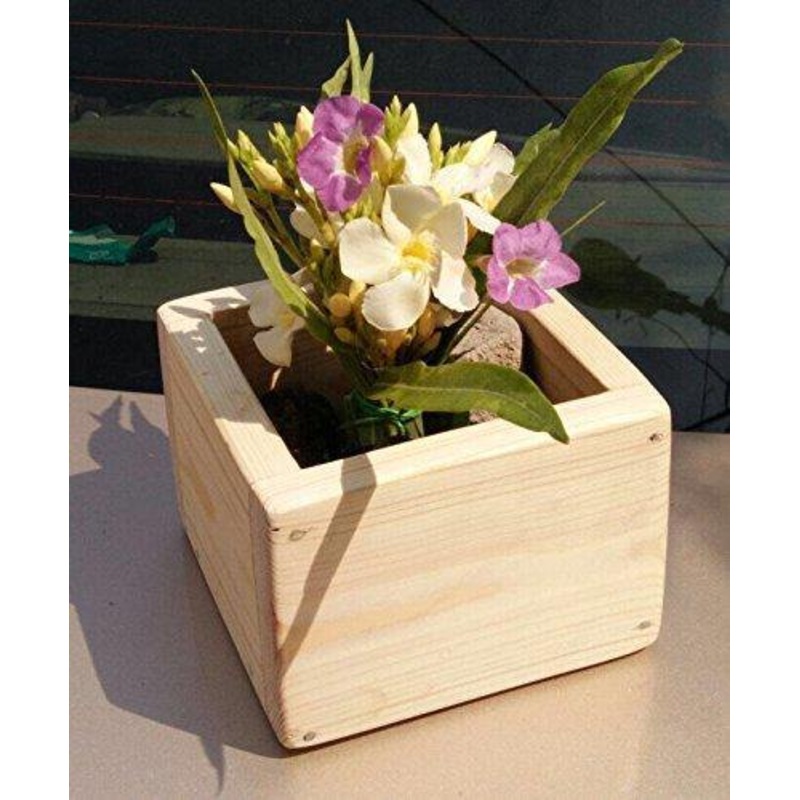 Square Wooden Planter ( Pack of 4 )