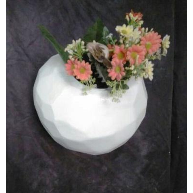 Stone Ball   Fiber Planter Small White