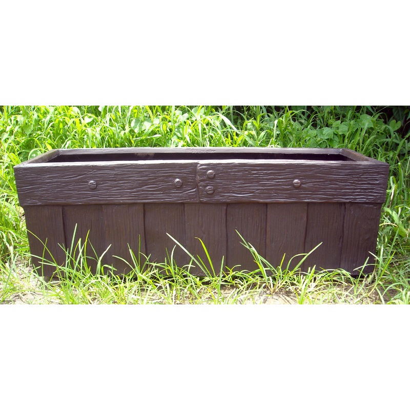 Barrel Wood Rectangular Large Fiber Planter