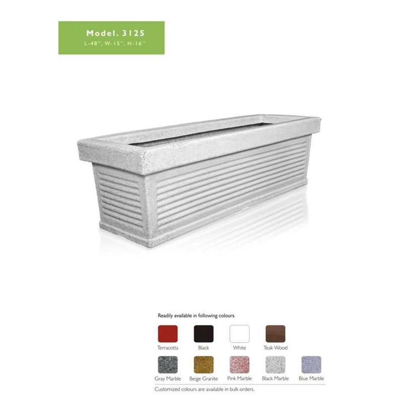48″ Big Rectangular Shape Plastic Pot Model No 3125 Brown