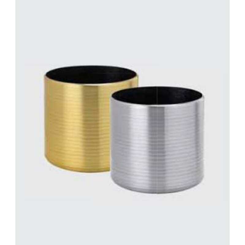 Aluminium Ribbed Cylinder Pot (Chrome) A