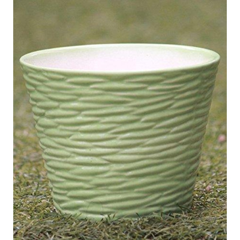 Stylish Round Green Ceramic Planter | Modern Indoor Plant Pot – High Quality Material