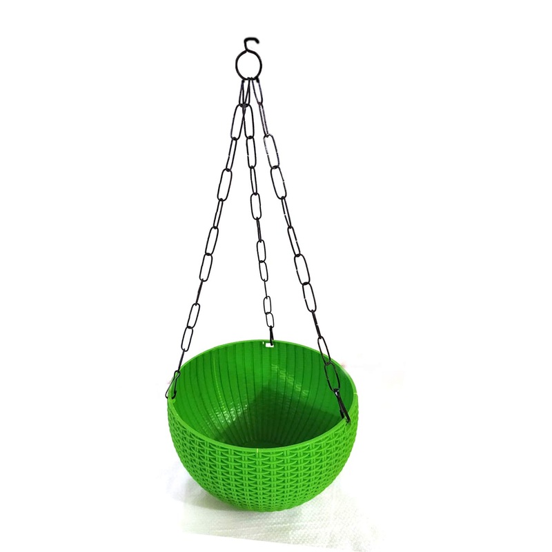 21 cm Green Rattan Hanging Planter with Chain