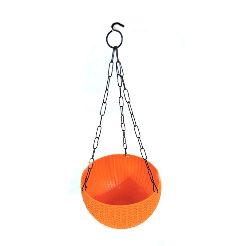 21 cm Orange Rattan Hanging Planter with Chain