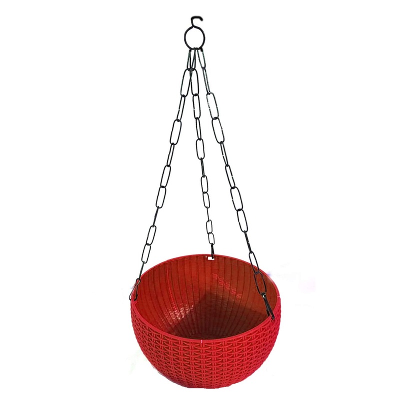 21 cm Red Rattan Hanging Planter with Chain