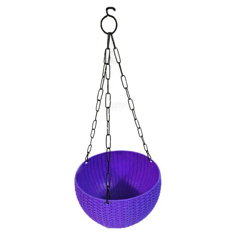 21 cm Violet Rattan Hanging Planter with Chain