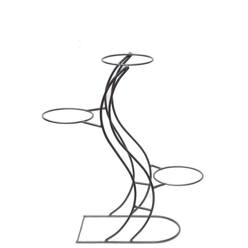 3 Pots Stand Spiral Design Black
