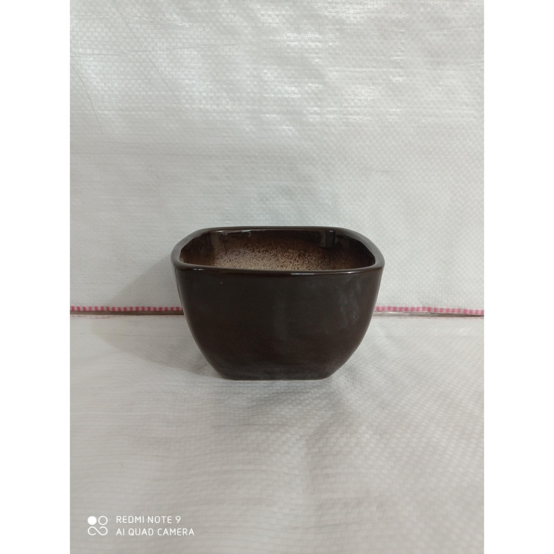 Square Ceramic Plant Pots in Coffee Color (Set of 3) | High-Quality & Modern Design