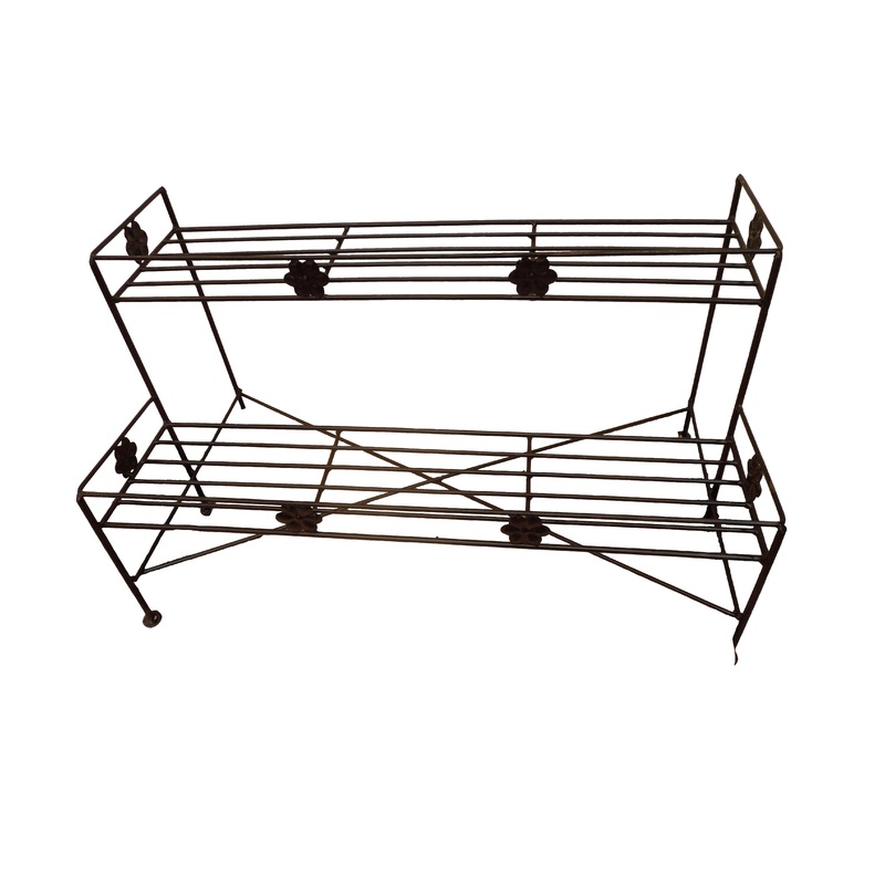 Wrought Iron Powder Coated 2 Step Stand 3′ (Small) Garden Pot Plant Stands Black