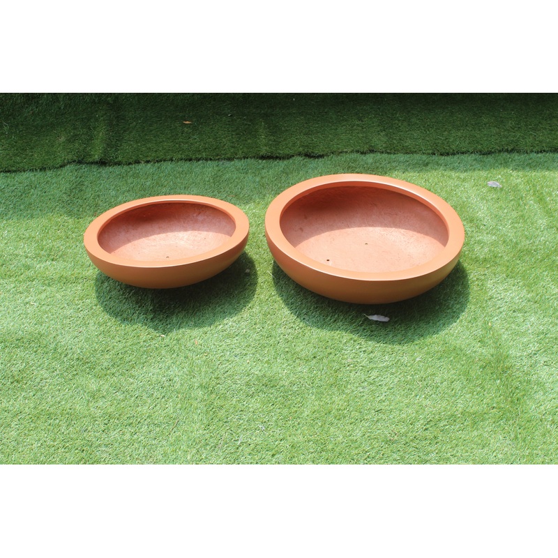 Saucer Light Brown Fiber Planter Small