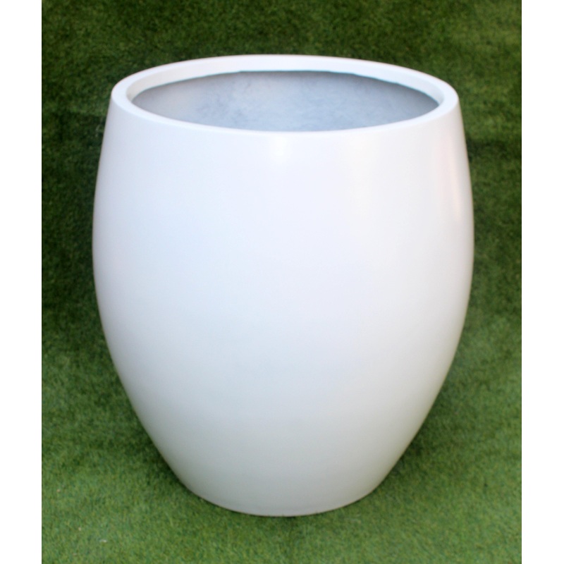 White Glossy Egg Shape Fiber Pot