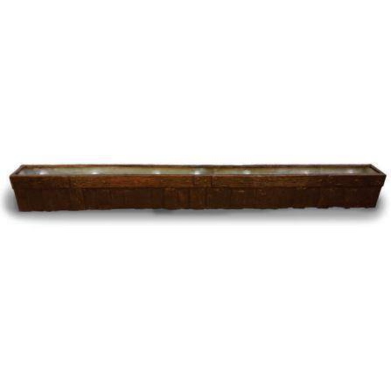 Barrel Wood Elongated Brown Fiber Planter