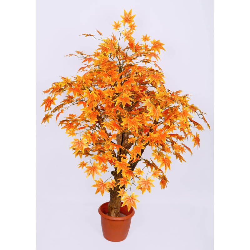 Artificial Maple Orange Tree in Coffee Wood with Branches – 4 Feet