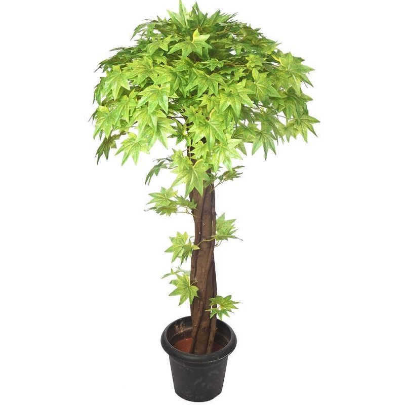 Artificial Maple Plant Green Topiary Natural Coffee Wood – 4 Feet