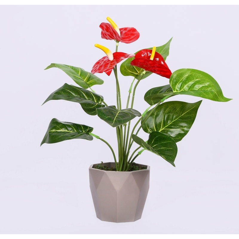 Artificial 3S Anthurium Plant with Pot – 10″
