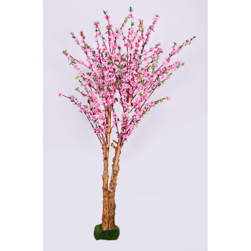 Artificial Blossom Flower Plant in Coffee Wood Pink – 5 Feet